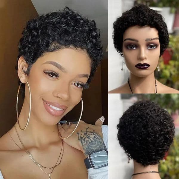 Hd Lace Wig woman 100% Cut Short Bob Wigs 13X4 Lace For Black Women Frontal Wig High Quality Brazilian Pixie Human Hair Glueless Pre Plucked Curly Wigs Daily Use Curly