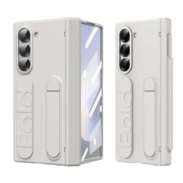 Wristband Holder Hinge Phone Case For Samsung Galaxy Z Fold 6 5 4 3 With Slot & S Pen Screen Protector Film Protective Cover