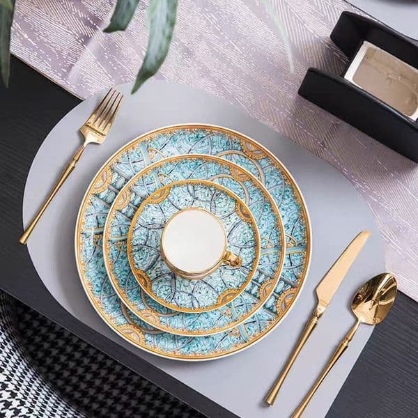 Light luxury bone China gold edge plate western dinner plate coffee cup plate set luxury gift wholesale