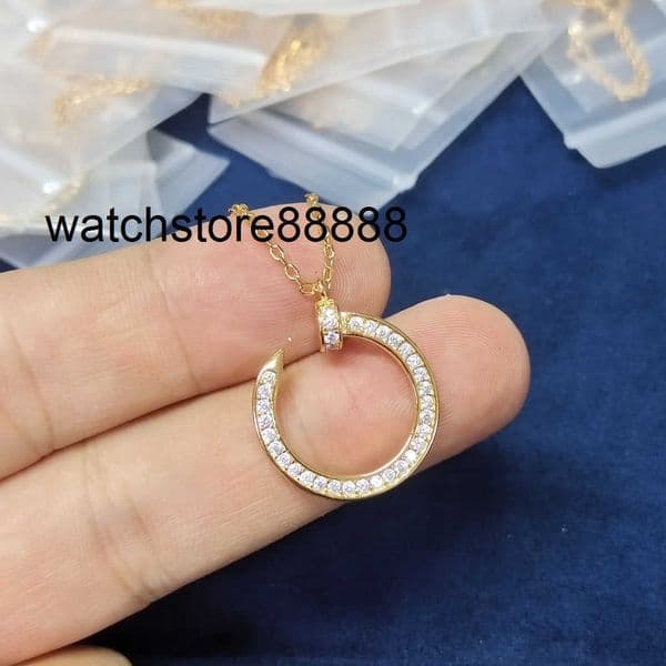 Brand C style designer Necklace New high-end light luxury nail circle full diamond collarbone necklace with niche design Valentines Day gift