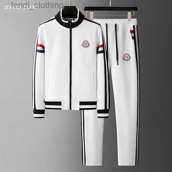 Men's Tracksuits Designer Brand European Clothing 2024 Autumn New Jacquard Two-piece Set High-end Striped Woven Sports and Leisure Jacket Men O9H2