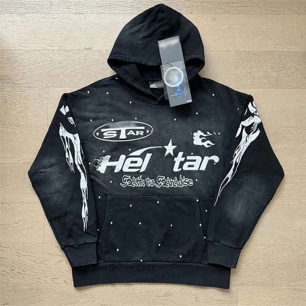 Hellystarhoodie Mens Hooded Sweatshirt Designer Vintage Washed Long Sleeve Shirts Retro Graphic Hoodie Womens Sweatpants Helled Star Hoodie