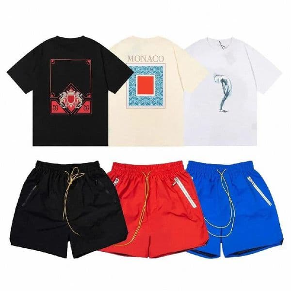 T Shirt Mens Shorts Tracksuits Designer Printing Letter Black White Grey Rainbow Color Summer Fashion Cotton Cord Top Short Sleeve regal rags