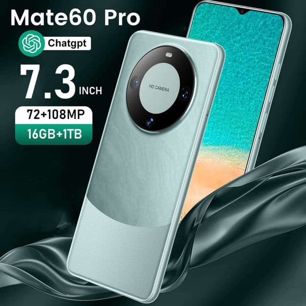 mate60Pro New Android 8.1 Smartphone 2+16 Integrated Machine 7.3in chAndroid all-in-one 16+1TB mobile phone comes with headphones + phone case
