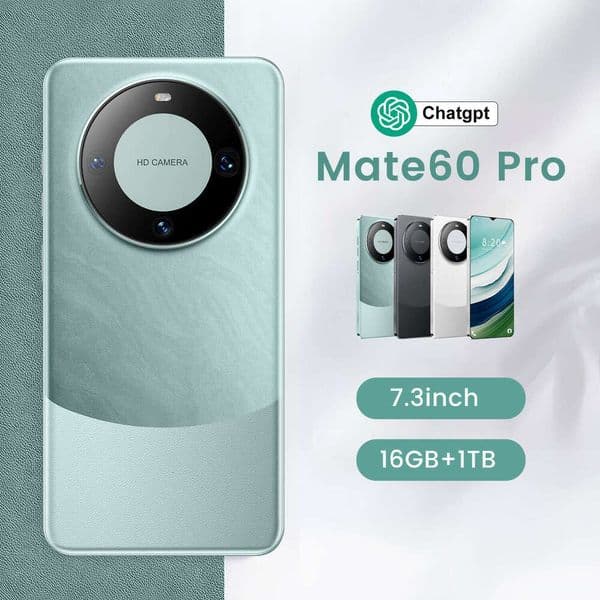 mate60Pro Android 8.1 7.3inch TK Low smart phone, 7.3HD+ display, 72MP+108MP camera, fingerprint and facial recognition, comes with headphones + phone case