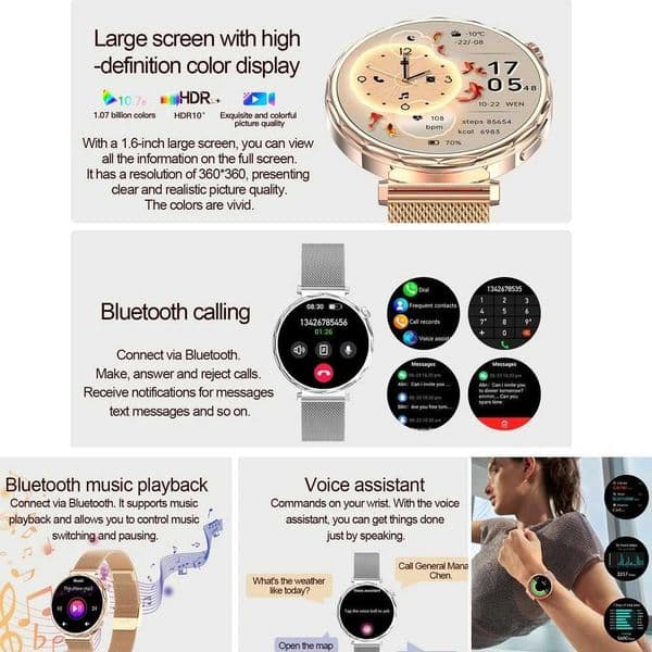 2025 New GPS Tracking Smartwatch Women AMOLED HD Screen Heart Rate Call IP68 Waterproof Smart Watch for Android XJ250705