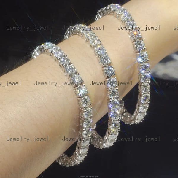 Moissanite Tennis Chain Bracelet Necklace 3mm 4mm 5mm 6.5mm 6inc 7inc 8inc 16inc 18inc 20inc 925 Sterling Silver Women Fashion