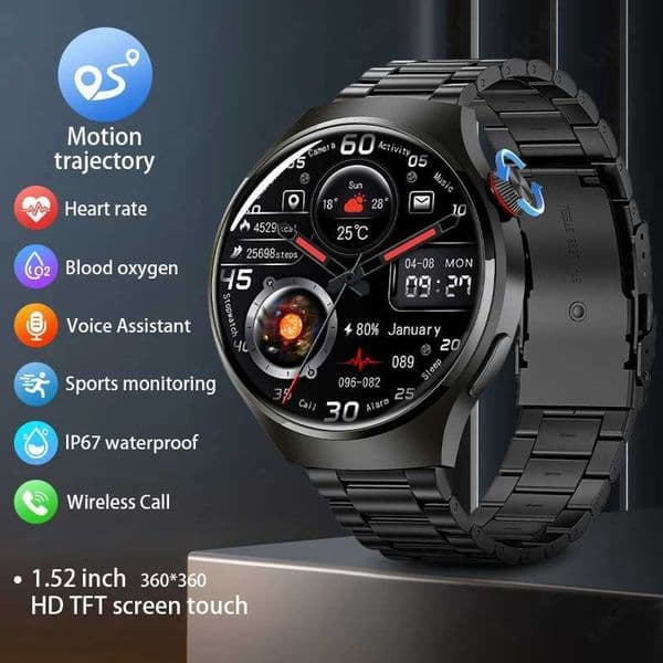 LIGE New GPS Smart Watch Men AMOLED Sn Heart rate ethoth Call NFC IP68Waterproof Heart Rate Smartwatch For GT4 ProXJ250513