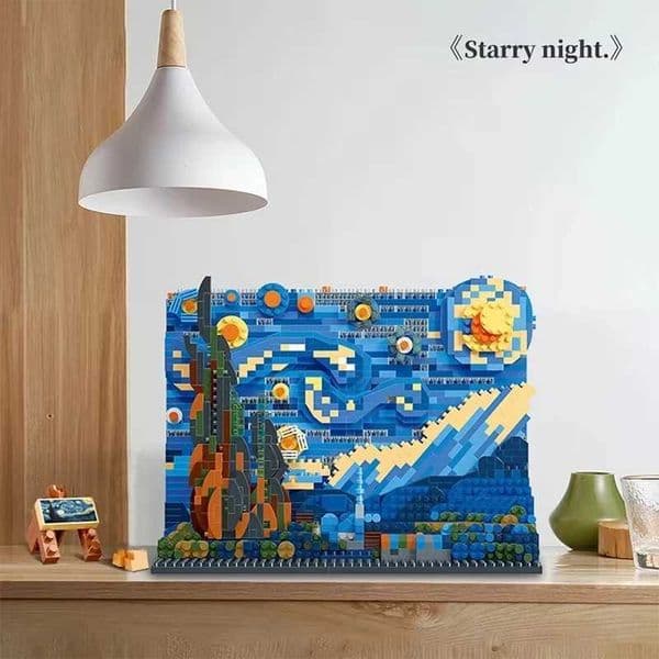 Creative Art Van Gogh Paintings The Starry Night MOC The Great Wave of Kanaga Micro Building Blocks Education Toys Kids Gifts Z250528