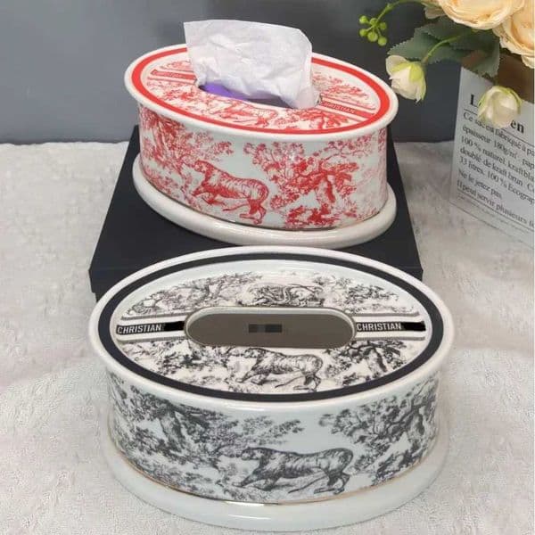 Nordic Ceramic Tissue Box Home Living Room Desktop Tea Table Decoration Storage Box Ornament S25528