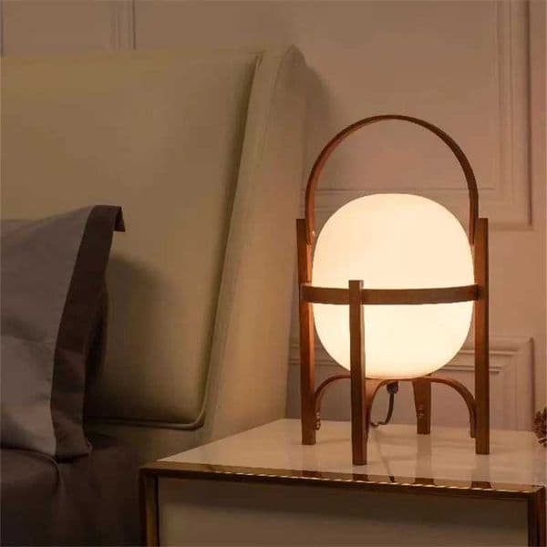 Japanese Natural Wood Table Light Wabi Sabi Minimalist Portable Lantern Glass Desk Lamp Living Room Bedside Study Reading Lights W250528