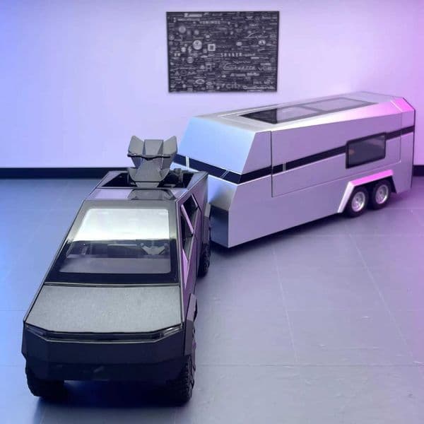 2026 New Truck 1 32 Off Road Pickup Trailer Alloy Car Diecast Model Sound Light Children Toy Fashion Home Furnishings Gift Cyber R250528 Designer