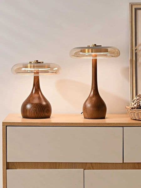 French retro style table lamp Wooden desk lamp for Bedroom living room study room hotel bedside table lamp glass table light W250528
