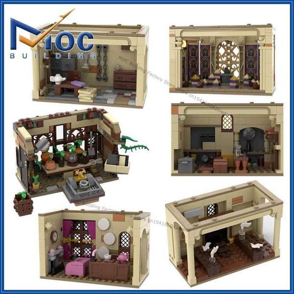 MOC Building Blocks Classic Movie Series Modular Scene Office Common Room Dorm Castle Model Toys DIY Assemble Bricks Xmas Gifts Z250528