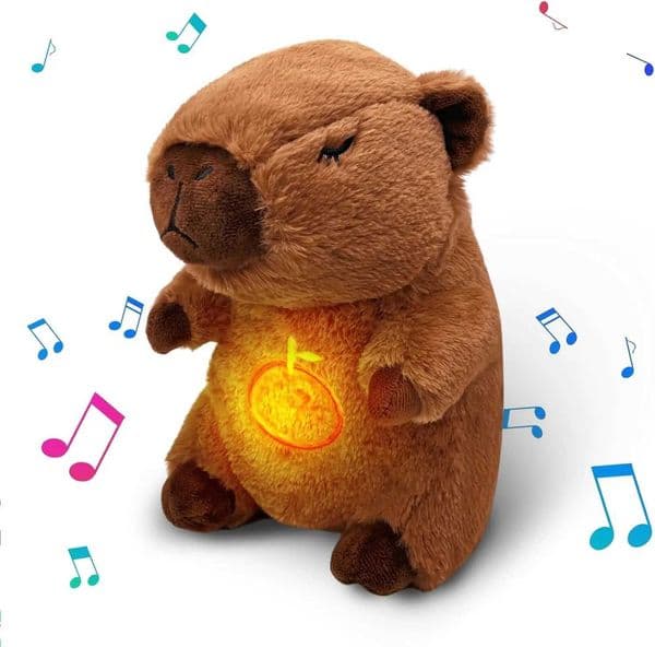 Breathing Capybara Baby Animals Plush Toys Kids Plush Doll Baby Sleep Companion Sound and Light Doll Toy with Hug Stuffed Z250529