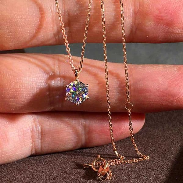 Huitan Simple Classic Six Prong Solitaire Pendant Necklaces Women Silver Color/Rose Gold Color Shiny CZ Anniversary Gift Jewelry XJ250528