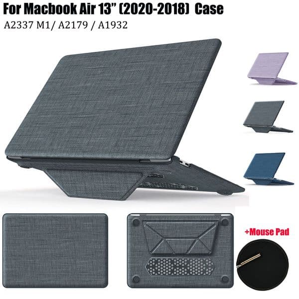 Laptop Case For Macbook Air 13" M1 A2337 A2179 A1932 Mac Book Air 13inch Anti-Scratching Fabric Rugged Hard Shell with Foldable Stand Protective Cover with Mouse Pad