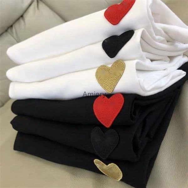 Designer Embroidered Love Men And Women Short Sleeved T-shirt Couple Same Style Parent Child Tee Shirt Tops Oversized 3xl 4xl 5xl