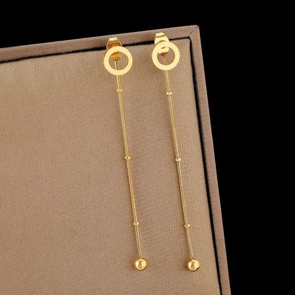 Stainless Steel Earrings Minimalist Hollow Round Pendant Fashion Snake Bone Chain Dangle Earrings For Women Jewelry Banquet Gift Z250530