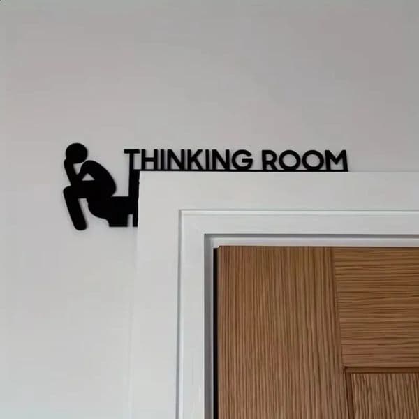 1pc Modern Metal Toilet Door Sign - Stylish Thinking Room Wall Sculpture - Home Decor Artwork - Decorative Door Frame Pendant 250529