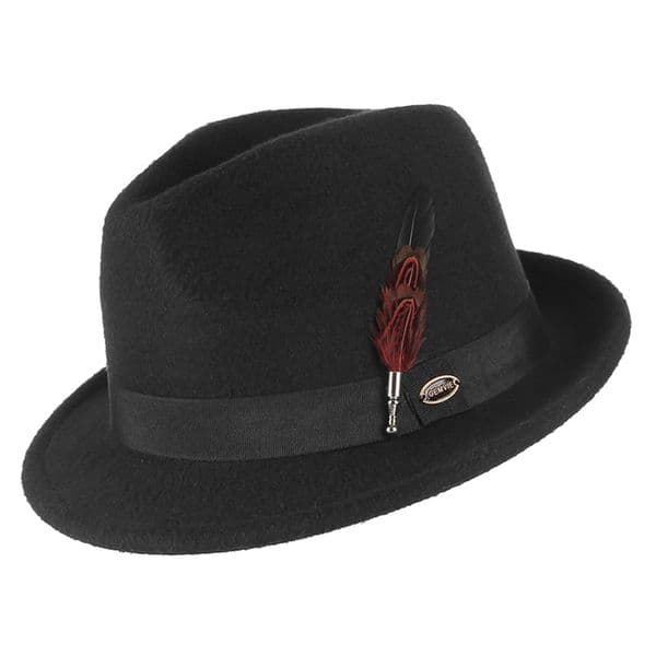 Vintage Black Felt Jazz Hats for Men Women Short Brim Gentleman Soft Trilby Fedora Hat with Feather 250522
