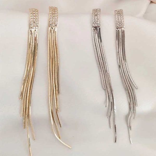 Long Tassel Shiny Full Rhinestone Drop Earrings for Women Fashion Crystal Statement Hanging Dangle Earring Party Jewelry Gifts Z250530