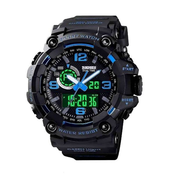 Men's Large Face Outdoor Sports Watches Military S-Shock Watch Waterproof, Backlight, Alarm, Stopwatch Features - Red Wristwa
