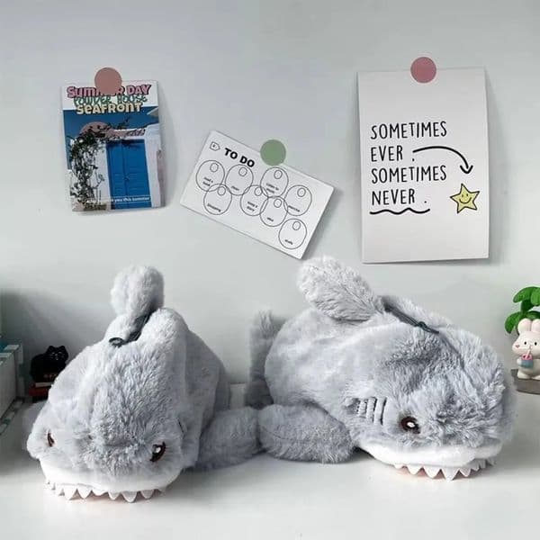 Cosmetic Pouch Big Shark Plush Pencil Bag Open Mouth Large Capacity Cartoon Pencil Bag Zipper Soft Fluffy Pencil Bag Office 250530BJ
