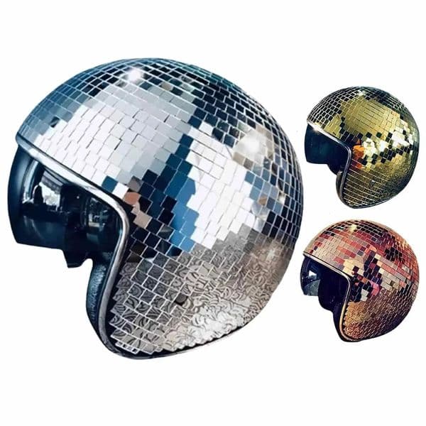 Classic Disco Ball Helmet Mirror Glitter Ball Helmets Hat Club Bar Party Full Glass Reflective Disco Shiny Hat for Costume Party 250526