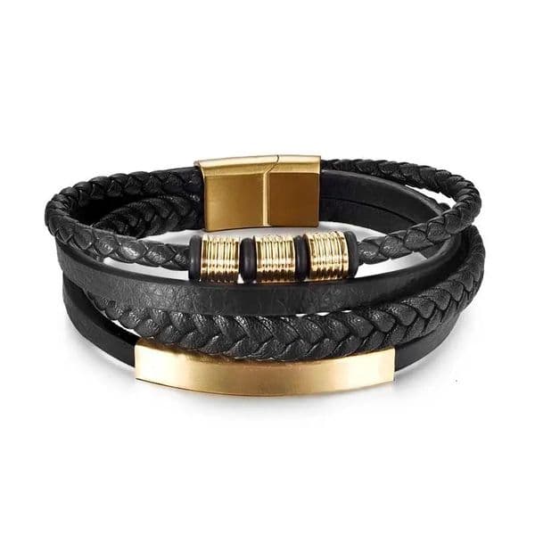 Stainless Steel Leather Bracelet Classic Mens Bracelet Multilayer Combination Accessory Fashion Jewelry Wholesale 250528