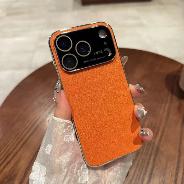 Designer phone case Faux Leather 17 Plain Leather Orange phone cases iPhone 17 Pro Max Apple 16 Phone Case 15 free shipping