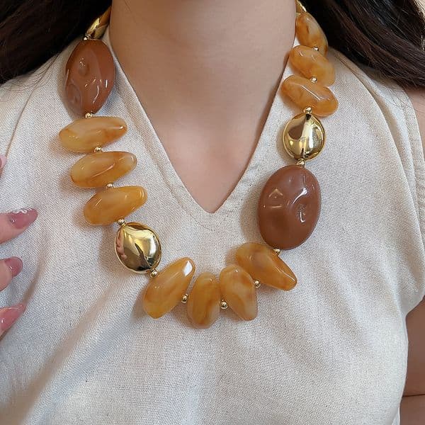 Acrylic Irregular Necklace Bracelet Casual Simple Personality Fashion Versatile Jewelry Set Light Luxury Niche Accessories