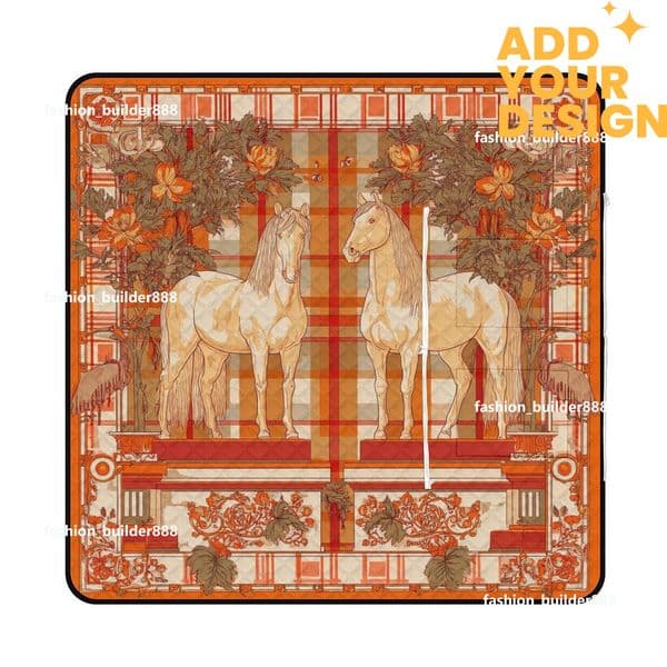 Custom H Designer Picnic Blankets Horse Luxury Waterproof Sandproof Foldable Compact Beach Blanket Outdoor Mat for Spring Summer Camping Park Travel Grass H74