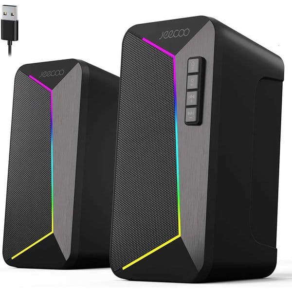 RGB Desktop Speakers20 Channel PC Computer Speaker with Colorful LED Backlight ModesEasy-Access Volume ControlUSB Powered M251201