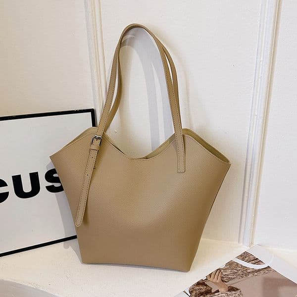Cross-Border Large Capacity Women's Commuting Tote Travel Shopping Mommy Simple Bucket Bag 2025 New Model