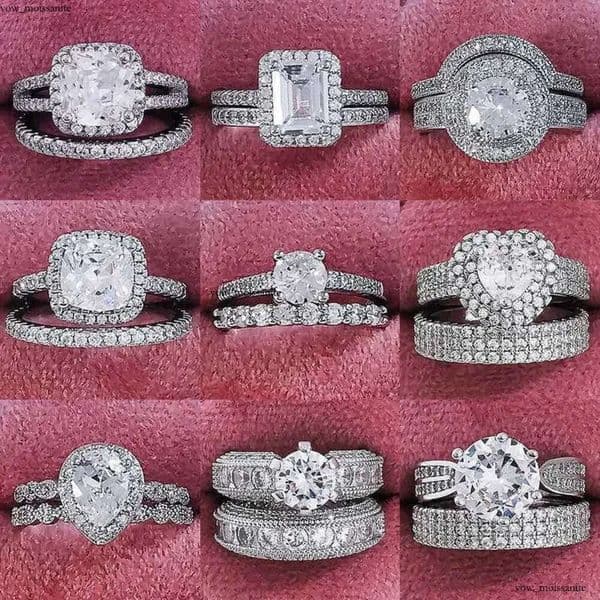 Band 2023 New Sterling Sier Big Wedding Rings Set for Bridal Women Engagement 18k Finger Party Gift GRA Designer Jewelry IGI 14k J230517 28