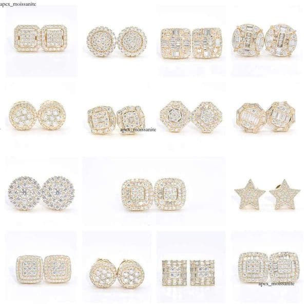 Wholesale Vvs Diamond Earring Factory Price 10k 14k 18k Solid Gold Round Brilliant Cut 14K Moissanite Hoop Stud Earrings Men Women