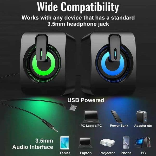 PHONEPACE A2 Computer Loudspeaker Stereo Sound With Microphone 35mm AUX Home Office PC Speaker for Macbook Desktop Notebook M251201
