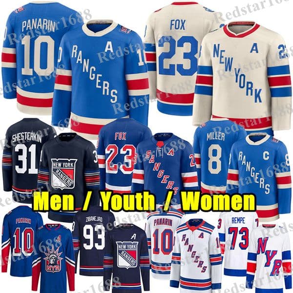 #10 Artemi Panarin NY Ranger hockey jersey #8 JT Miller Adam Fox Igor Shesterkin Mika Zibanejadd Vincent Trocheck Alexis Lafreniere Will Cuylle Matt Rempe jerseys