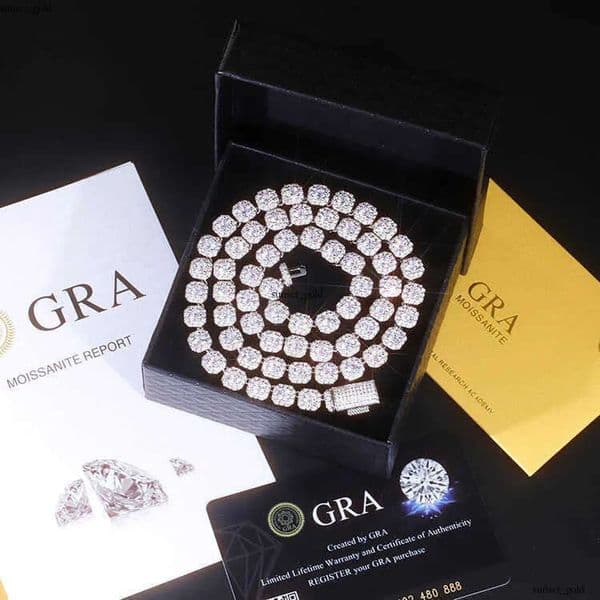 Necklace bracelet Moissanite Diamond Custom Vvs Cuban Link S Sier 10mm Large Tennis Chain Solid Back Hiphop ac