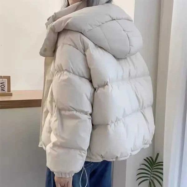 2025 New Winter Puffer Jacket Women Warm Parkas Solid Long Sleeve Casual Cotton Padded Jacket Hooded Snow Wear Coat FemaleT251201