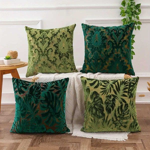Pillow Case 1pcs Chenille Green Leaf Jacaquard Tropical Plants Cushion Cover Throw Pillow Covers for Home Decoration No Insert C251201