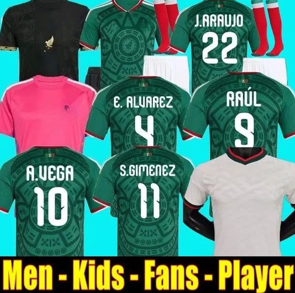 Green Mexico jersey 2026 World Cup Home away Kit soccer jerseys 2025 A. VEGA C. HUERTA L. ROMO RAUL football shirts men kids kit set Third goalkeeper training