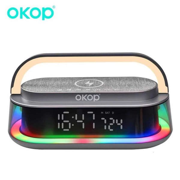OKOP speaker 15W wireless charging desktop clock alarm clock RGB ambient light white noise low sound USB TF M251201