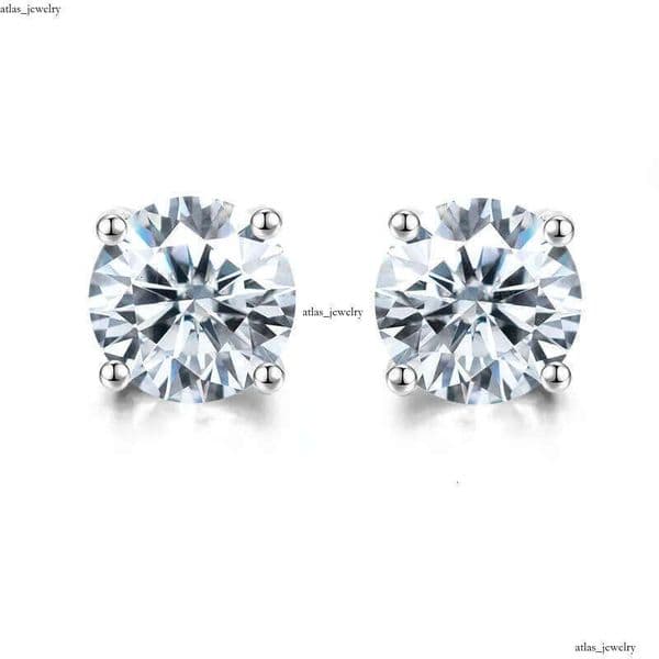Pass Diamond Tester Vvs1 D Color Moissanite Designer For Women Solid 925 Sterling Silver 4 Prong Stud Earrings Gold Plated Screw Back Mens Jewelry Woman Gift e2