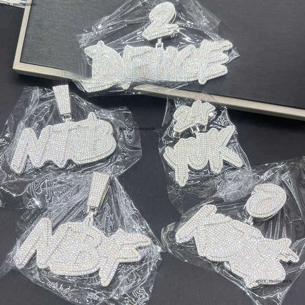 High Quality Custom Styles Letter Silver 925 Moissanite Iced Out 14K Name Pendant Necklace For Men Hip Hop Jewelry Gifts 06