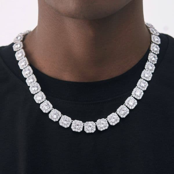 RTS Fashion 6mm 8mm Mens Womens Hip Hop 925 Sterling Silver Iced Out Clustered Tennis Chain Necklace VVS Moissanite Gift Link