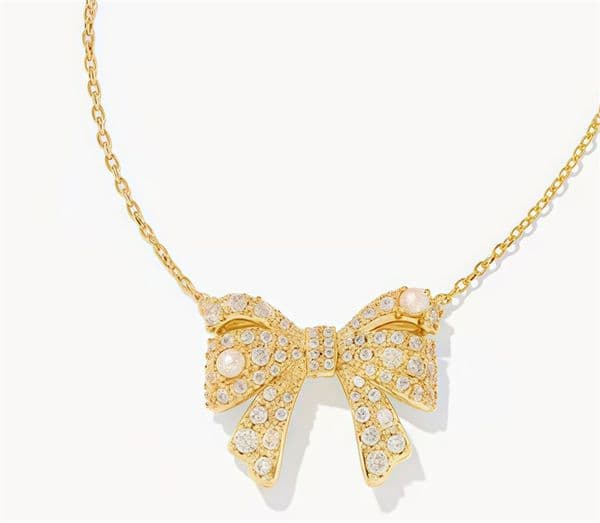Trend luxury plated gold chain pendant designer necklaces kendara scott elegance bow exquisite bijoux charm diamond necklace new lady dd100 Q260523