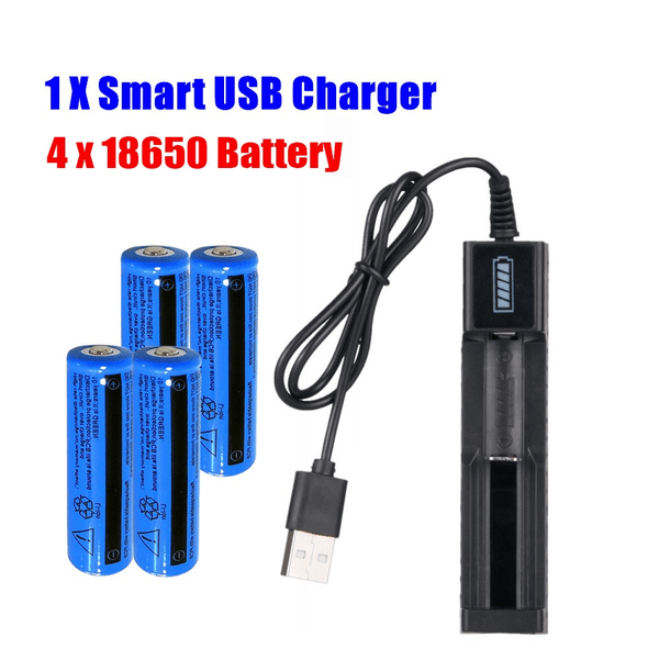 4PCS 18650 button top Battery + 1 PCS Charger Multipurpose Batteries Rechargeable 3.7V 3000mAh Li-Ion Battery