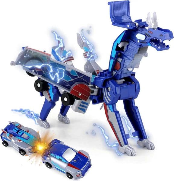 Magnetic 2-in-1 Transforming Car Toy for Kids Unicorn Dinosaur Robot DIY Impact Deformation Racing Educational Gift Y251129